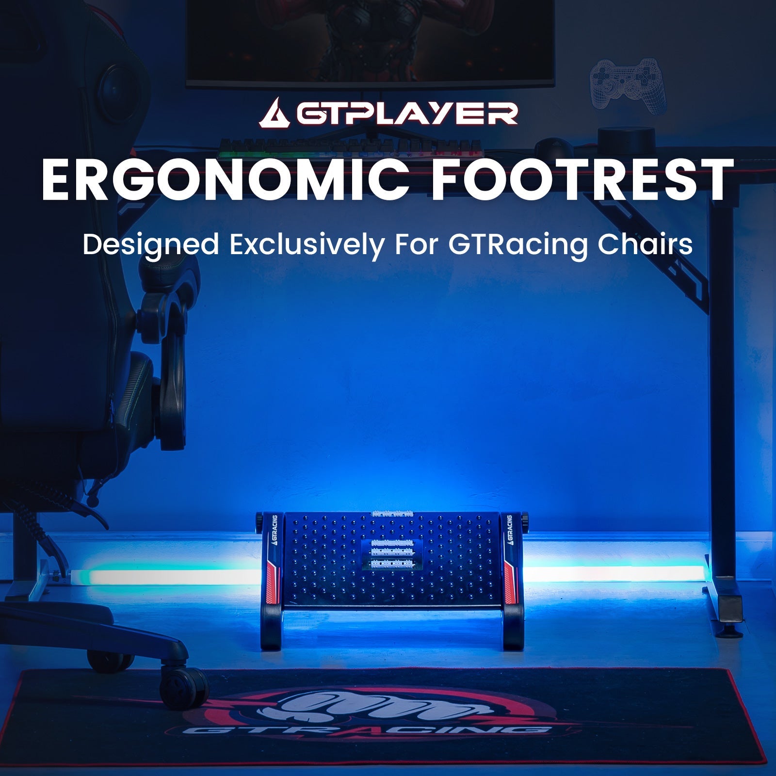 Adjustable Ergonomic Under Desk Footrest - GTRACING